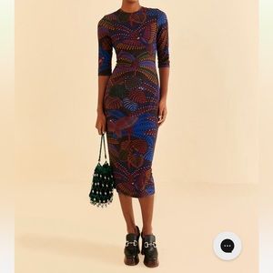 FARM RIO‼️ Black Midnight Island
Short Sleeve Midi
Dress